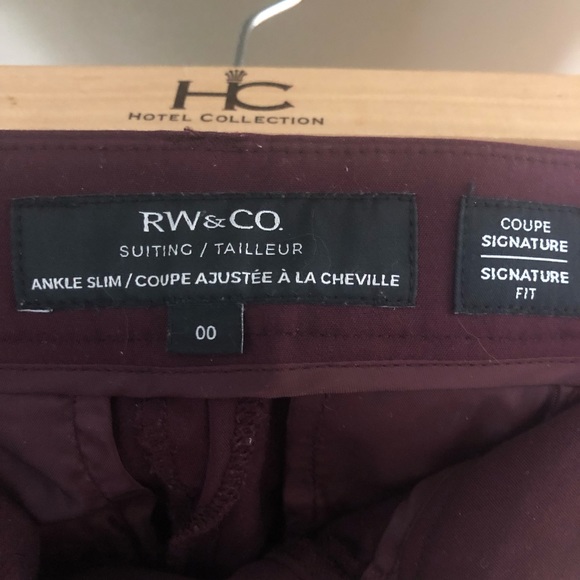 RW&Co. Signature fit Ankle Slim Dress pants! Size 00 in Burgundy(reddish purple) - Picture 2 of 2